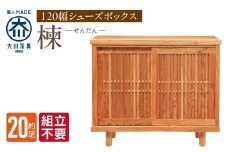 【組立不要】大川家具 シューズボックス［楝 センダン］幅120cm _ 大川家具 シューズボックス センダン ブラウン 幅 120cm 国産 靴箱 純和風 組立不要 可動棚 アジャスター 調整可能 ロータイプ 玄関収納 環境に優しい 無垢材 和テイスト モダン 耐汚染性 耐熱性 日本製 お取り寄せ 福岡県 久留米市 送料無料 _Qd107