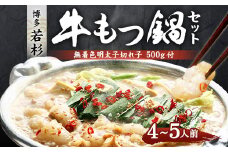 博多 若杉 牛もつ鍋（4～5人前）セット 無着色 明太子 500g付