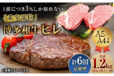 【定期便6回】 博多和牛 ヒレ 200g (2枚入り) 黒毛和牛