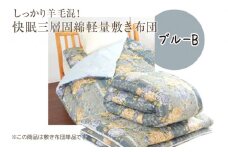 しっかり羊毛混！オールシーズン快眠三層固綿軽量敷き布団 ブルーB