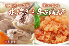【博多の名物セット】ハーブ鶏水炊き  2人前 ＆ 辛子明太子 切子 450g 水炊き お取り寄せグルメ お取り寄せ 福岡 お土産 九州 福岡土産 取り寄せ グルメ 福岡県