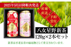 【予約返礼品/2025年5月以降順次発送】新茶 八女星野茶 120g×2本 緑茶 八女茶 お茶 茶葉 セット お取り寄せグルメ お取り寄せ 福岡 お土産 九州 福岡土産 取り寄せ グルメ 福岡県