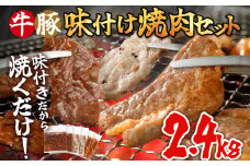 牛豚味付け焼肉セット 2.4kg 牛ハラミ 牛バラ 豚バラ 味付き 小分け 保存 醤油 にんにく タレ 子供 生姜 香味野菜 ネギ塩 キャンプ バーベキュー 福岡県 福岡 九州 グルメ お取り寄せ
