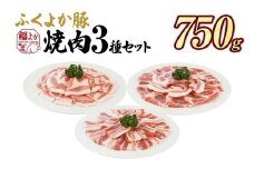 豚肉 焼肉 ふくよか豚 焼肉3種セット 750g ロース 肩ロース バラ ロース肉 肩ロース肉 バラ肉 小分け ブタ肉 ぶた肉 生姜焼き 豚丼 冷凍 福岡県 福岡 九州 グルメ お取り寄せ