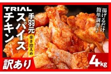 訳あり スパイスチキン 手羽元 4kg 味付き タレ漬け 鶏肉 手羽 冷凍 簡単調理 惣菜 おかず お取り寄せ グルメ 福岡