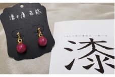 【ギフト用】＜本漆塗＞漆ピアス【ピンク】（ギフト対応）