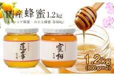 ＜国産＞かの蜂 はちみつ1.2kg（レンゲ600g、みかん600g） 保存食 防災グッズ はちみつ 蜂蜜 ハチミツ ハニー 非加熱 純粋 国産 レンゲ みかん 保存食 防災グッズ