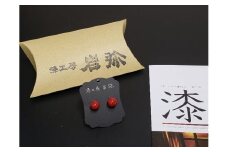 【ギフト用】【本漆塗り】漆ピアス(朱)10ミリ玉／イヤリング可
