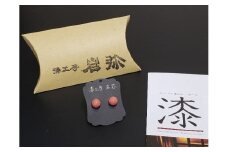 【ギフト用】【本漆塗り】漆ピアス(ピーチ)10ミリ玉《イヤリング可》