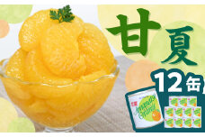 甘味と苦味のバランスが特徴 甘夏缶詰(全果粒、身割れ混合)1２缶入　甘夏みかん 缶詰 かんづめ 保存食 非常食 備蓄