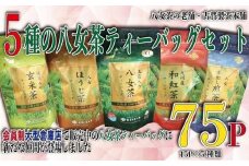 八女茶の老舗・古賀製茶本舗　5種類のティーバッグ　たっぷり75包入り