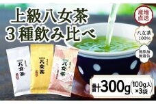 八女茶100％ 八十八夜摘み上級一番茶 ３種飲み比べ 100g×３袋＜岩崎園製茶＞