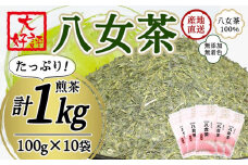 八女茶100％ 家庭用業務用煎茶 100g×10袋  お手頃品！＜岩崎園製茶＞