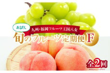九州・福岡フルーツ王国八女　お試し旬のフルーツ定期便【全２回】 F｜＜配送不可：北海道・沖縄・離島＞ 桃 シャインマスカット もも 果物 先行予約 旬のフルーツ 詰め合わせ 福岡県 お取り寄せ 八女市