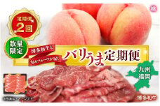 博多和牛と旬のフルーツが届く！ 九州福岡バリうま定期便 【全２回】D　＜配送不可：北海道・沖縄・離島＞