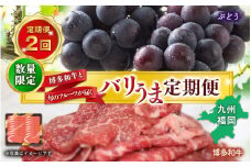 博多和牛と旬のフルーツが届く！ 九州福岡バリうま定期便 【全２回】C　＜配送不可：北海道・沖縄・離島＞