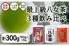 八女茶100％ 高級缶詰茶 3種 (玉露・高級煎茶・高級深むし茶) 100g×３缶＜岩崎園製茶＞