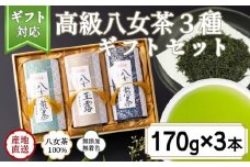 【ギフト対応】最高級ギフト 和紙貼り茶缶入り高級茶３種セット 各170g 八女茶100％＜岩崎園製茶＞