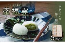 八女茶・高級茶伝統本玉露の大福　茶福雲（ちゃふくうん）6個入り【福岡・八女の老舗菓子店「隆勝堂」】 和菓子 スイーツ デザート お茶請け あんこ 餡 カスタードクリーム 特製 柔らか 贅沢