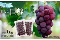 【冷凍】 かの蜂 冷凍フルーツ 巨峰 種なし 1kg （500g×2袋）  国産 種なし巨峰