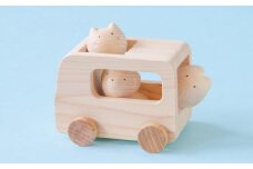 コロコロバス3匹セット(イヌ・ネコ・ウサギ)【2歳・3歳・おもちゃ・無塗装・知育玩具】