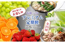 福岡・八女お楽しみプレミアム定期便【シルバー】全２０回＜配送不可：北海道・沖縄・離島＞ フルーツ定期便 フルーツ定期便 桃 フルーツグルメ 贅沢 果物 シャインマスカット いちご みかん 博多和牛 八女茶 もつ鍋 福岡県