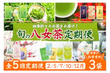 【定期便】八女茶100％ 四季折々の上級茶をお届け ≪３袋ずつ 年間５回 ≫ ＜岩崎園製茶＞ 定期便 八女茶 お茶 茶 新茶 煎茶 福岡県 高級 緑茶 八女市