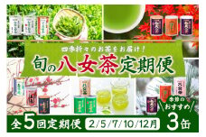 【定期便】八女茶100％ 産地の香りを封印した高級缶詰茶 ≪ ３缶ずつ 年間５回 ≫ ＜岩崎園製茶＞