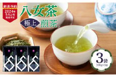 【2024年新茶予約】八女茶 極上煎茶100ｇ×3袋【2024年5月上旬発送予定】