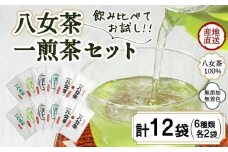 八女茶100％ 飲み比べも楽しいお試しセット12袋！ 急須１回分７gが12袋 ＜岩崎園製茶＞【メール便】