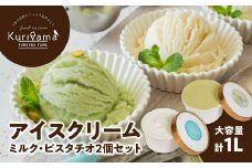 アイスクリーム 500ml ミルク・ピスタチオ2個セット