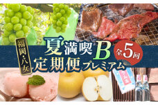 福岡・八女「夏」満喫定期便プレミアム全5回B＜配送不可：北海道・沖縄・離島＞