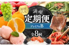 福岡・八女満喫定期便プレミアム全８回B＜配送不可：北海道・沖縄・離島＞ 不知火 あまおう シャインマスカット 明太子 アイス ギフト 和牛 しゃぶしゃぶ すき焼き もつ