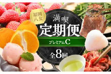 福岡・八女満喫定期便プレミアム全8回C＜配送不可：北海道・沖縄・離島＞ フルーツ 牛肉 アイス お茶 八女茶 お米 新米 あまおう もつ鍋 博多和牛 焼肉 不知火 デコポン しゃぶしゃぶ すき焼き