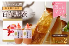 母の日ギフト 国産百花蜂蜜1kg（とんがり容器）×2本
