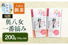 【お中元】【新茶】ギフト用 八女新茶 一番摘み 極撰（100g×2袋） お茶 緑茶 八女茶 茶葉 煎茶 高品質 ラッピング ギフト のし対応可 お中元