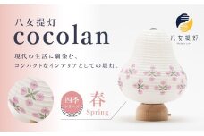 【八女提灯】cocolan　四季シリーズ　春／Spring ちょうちん 伝統工芸品 日本 職人技 温もり 光 ライト 電気 和紙 電池式 ギフト プレゼント コンパクト 福岡県 八女市