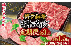 博多和牛 霜降りカルビ 全3回定期便 約500g×3回 肉 お肉 和牛 カルビ バーベキュー BBQ 焼肉