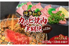 博多和牛 カルビ焼肉（バラ）定期便全12回 肉 お肉 焼肉 牛 牛肉 和牛 バーベキュー BBQ 焼肉