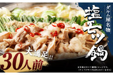 大満足！ 塩もつ鍋 30人前 300g×10 ちゃんぽん麺 10玉 スープ付き