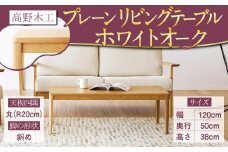 高野木工 プレーン リビング テーブル (丸/斜め) W:120×D:50 WO