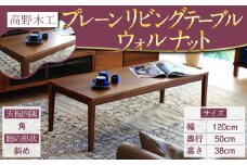 高野木工 プレーン リビング テーブル (角/斜め) W:120×D:50 WN