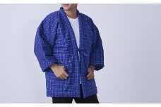 紳士 市松箱柄 はんてん 青