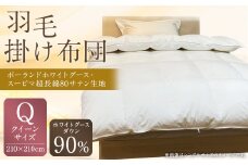 羽毛掛け布団 / ポーランドホワイトグース・スーピマ 超長綿 80サテン生地 クイーンサイズ SaitoYoshinori羽毛工房 羽毛 布団 寝具 サテン