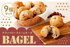 クランベリー クリームチーズ ベーグル 190g × 9個 セット 冷凍