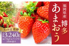【3回定期便】いちご「あまおう」 約270g×4パック 合計 約3,240g【2026年1月上旬順次発送開始予定】