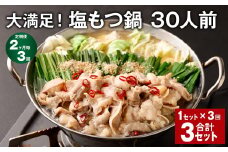 【2ヶ月毎3回定期便】大満足！塩もつ鍋 30人前 計3セット（1セット✕3回） モツ鍋 もつ鍋 セット