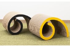 ののじ（黄色） 爪とぎ つめとぎ 爪研ぎ 爪 ネコ 猫 ねこ 猫グッズ ペット ペット用品  強化段ボール 段ボール ダンボール インテリア 日本製 福岡県 筑後市
