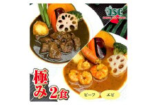 冷凍 スープ カレー 極み 2食 セット / 2パック 計約1kg  カレー スープ ビーフ エビ 冷凍 福岡県 筑後市