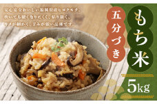 福岡県産 栽培期間中 農薬・肥料不使用 もち米 【五分づき】5kg 1袋 / 餅米 もち 米 お米 おこわ 赤飯 福岡県 筑後市